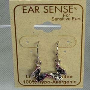 3For$20 Ear Sense Silver Butterfly Dangle Earrings